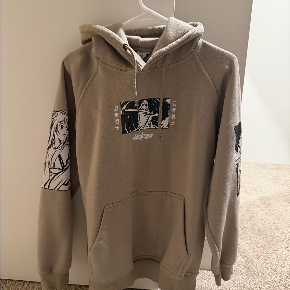 Men's Anime Graphic Hoodie - Tan